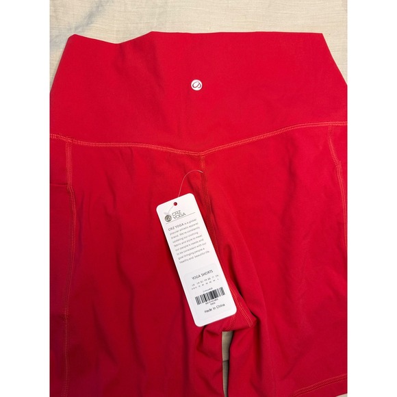 CRZ YOGA Red High Waisted Biker Shorts With Pockets Size M 8/10 - Picture 3 of 6